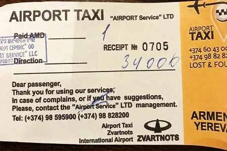 Taxi receipt