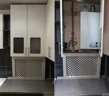 Газовый котел и трубы на кухне