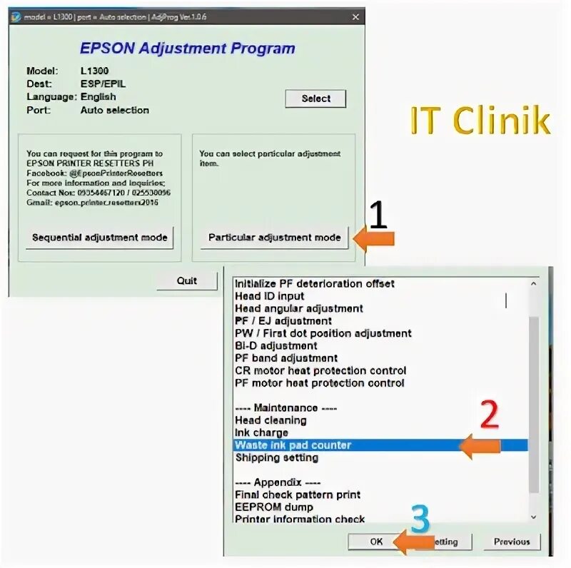 Adjustment program l1300. Adjustment program l1300