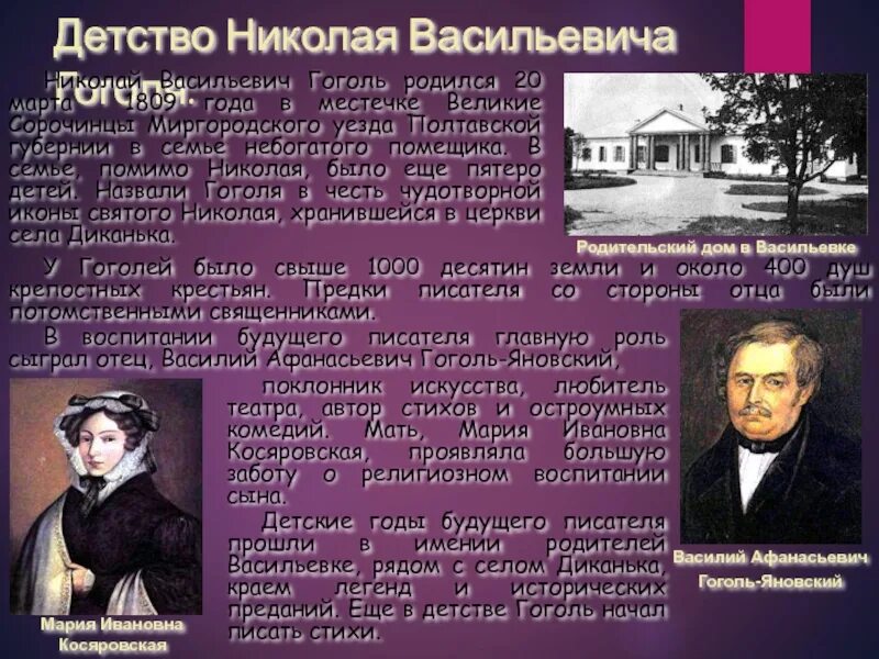 В каком городе родился Гоголь. Дом Николая Васильевича Гоголя.