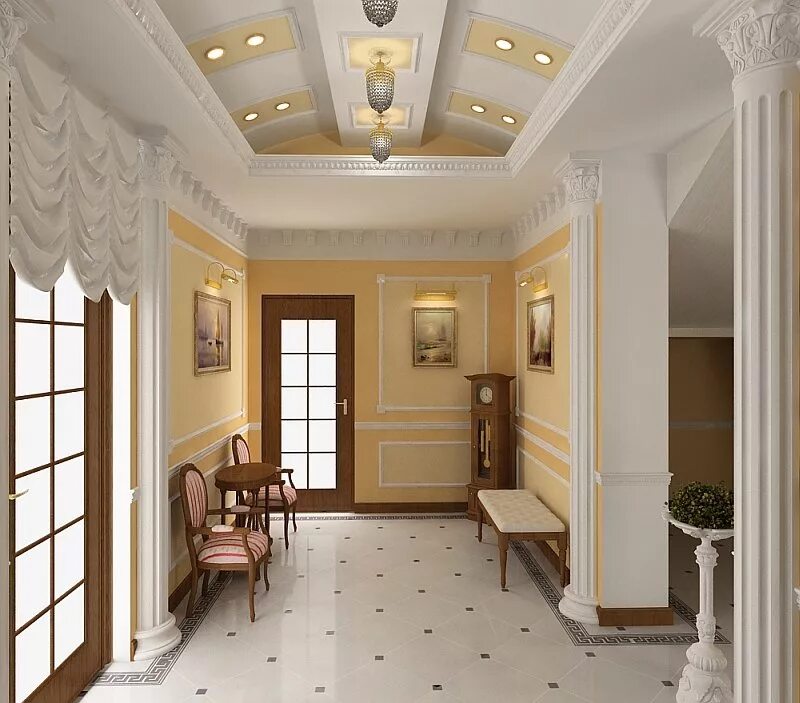 интерьер холла в частном доме. обстановка холла. красивый интерьер коридора. интерьер прихожей в частном доме. красивый холл.