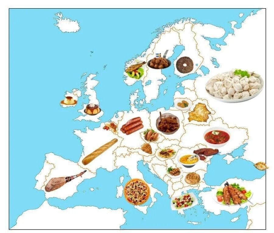 Карта придуманной страны. Интересные карты. Карта выдуманной страны. Национальные блюда на карте Европы.