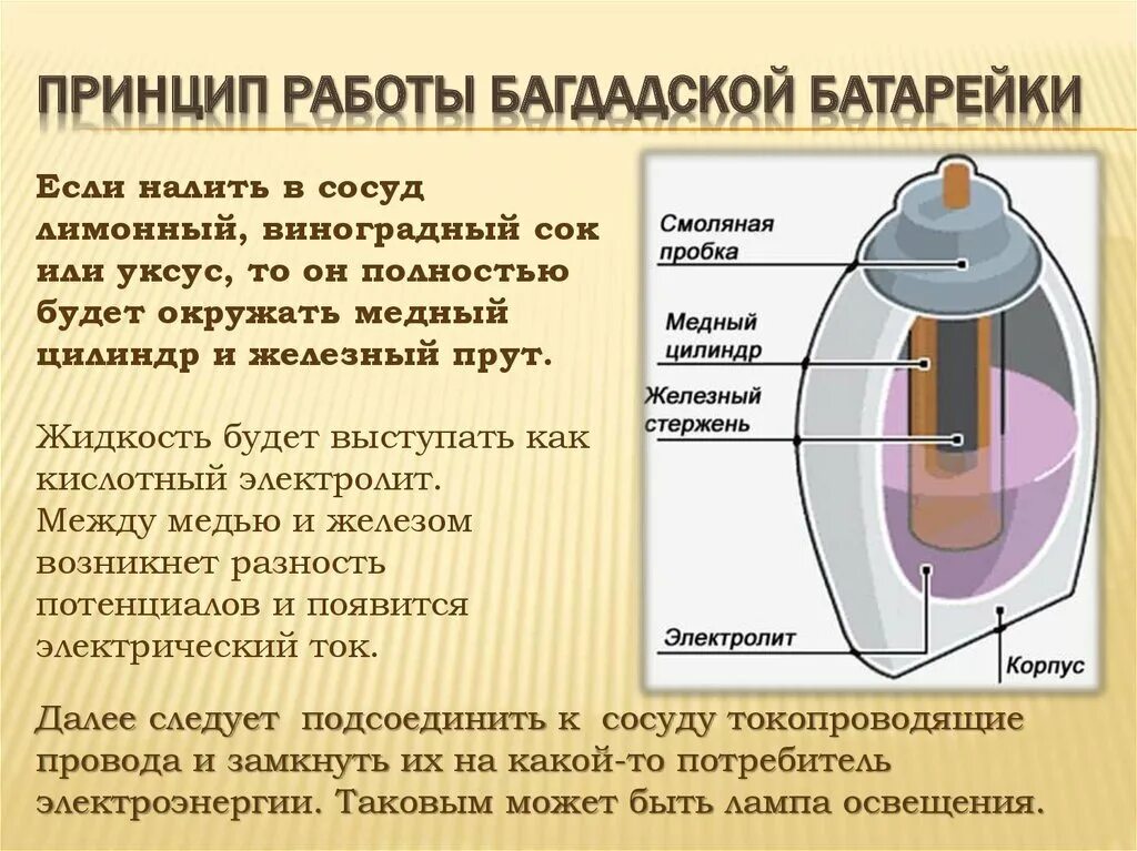 К какой группе можно отнести багдадскую батарейку