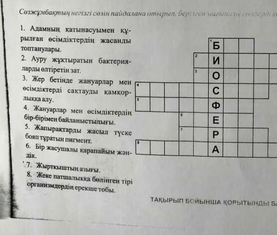 Кроссворд на тему Биосфера. Кроссворд на тему: "Биосфера-земная оболочка". Кроссворд по теме Биосфера. Кроссворд по географии на тему биосфера