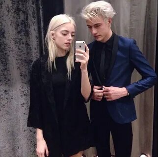 Парень с девушкой с белыми волосами