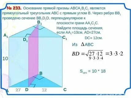 Основанием прямой треугольной призмы авса1в1с1 является. Основанием прямой треугольной призмы авса1в1с1 является