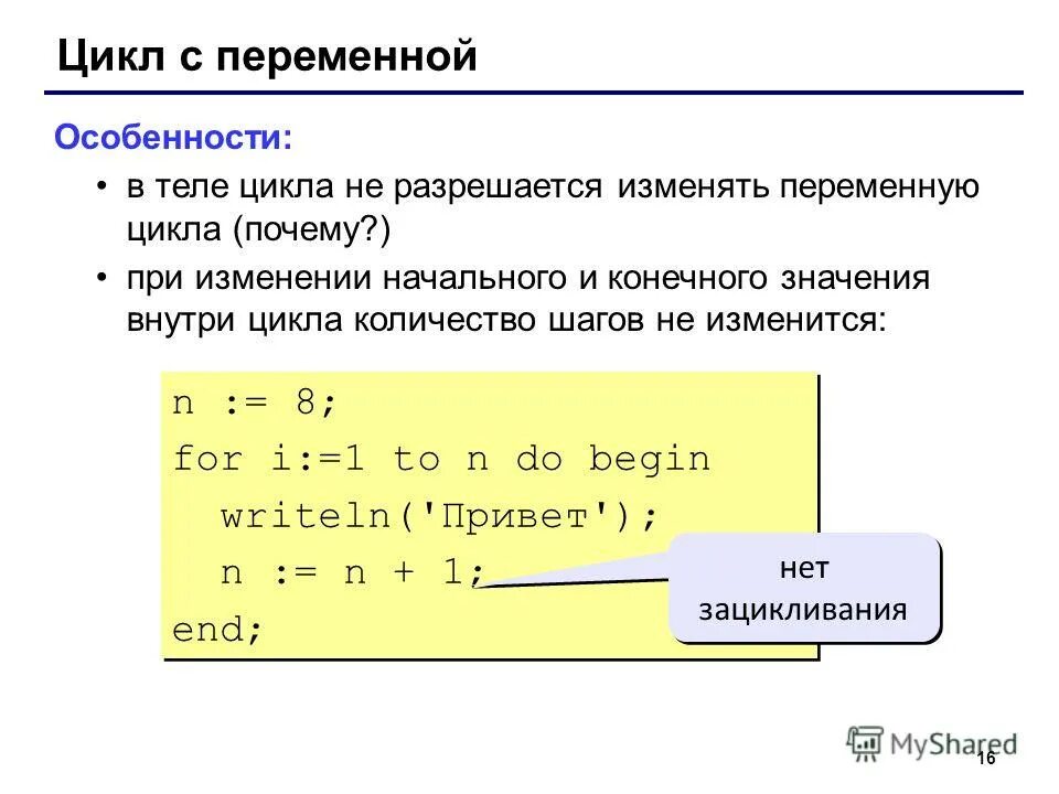 Изменяющаяся переменная