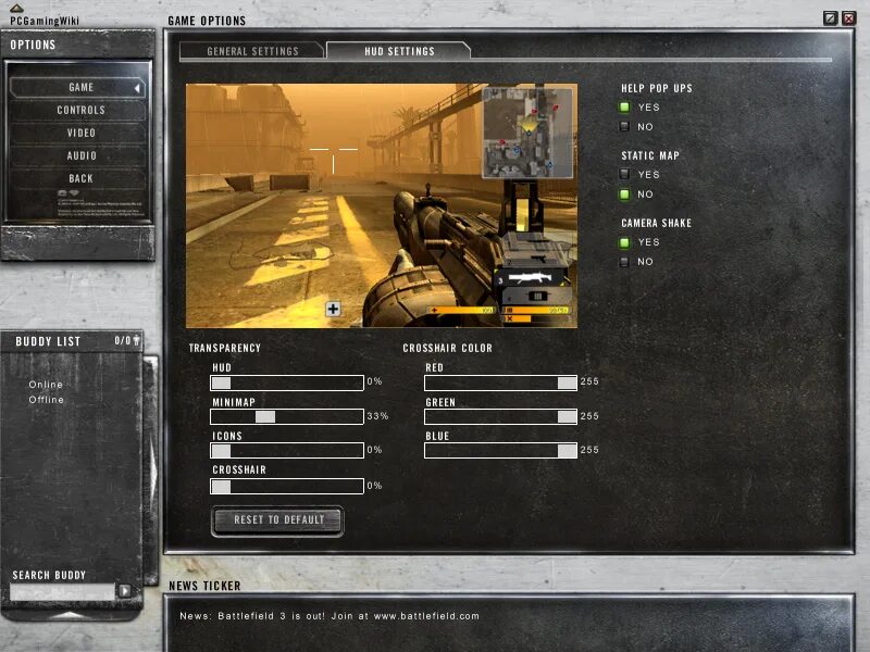 Hud settings