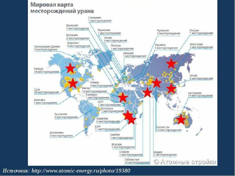 Карта месторождений урана. Месторождения урана в России на карте. Карта добычи урана в мире. Уран на украине карта