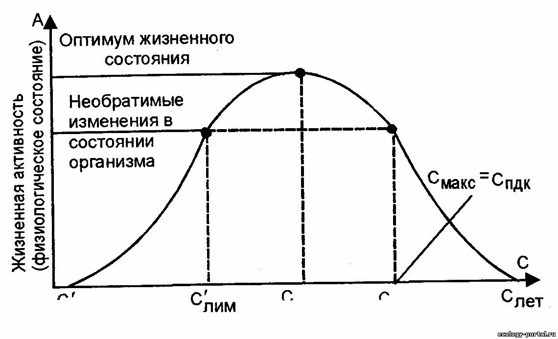 Глубокие необратимые изменения. Оптимум жизненного состояния. Фазы воздействия отравляющего вещества.. Лимитирующего вещества в воздухе. Необратимые состояния.