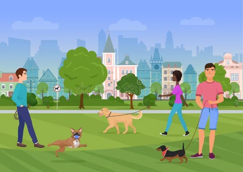 Прогулка с собакой в городе. Прогулка с собакой в парке. Иллюстрация прогулка в парке с собакой. Прогулка в парке мультяшка. The dog likes the park
