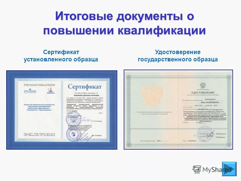 Сертификат повышения