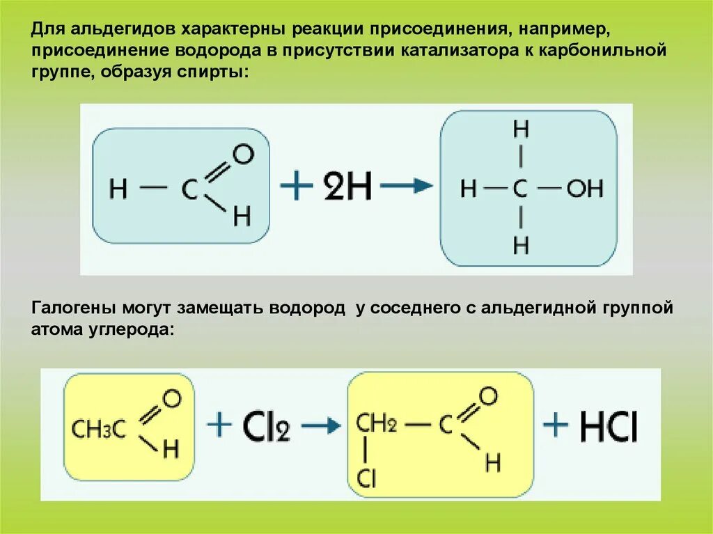 Альдегид и водород реакция