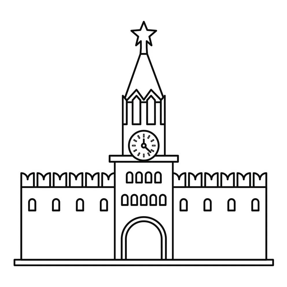 Шаблон кремля для вырезания из бумаги распечатать. Спасская башня московского кремля для раскрашивания детям. спасская башня кремля разукрашка. спасская башня кремля раскраска. спасская башня московского кремля рисунок для раскрашивания.