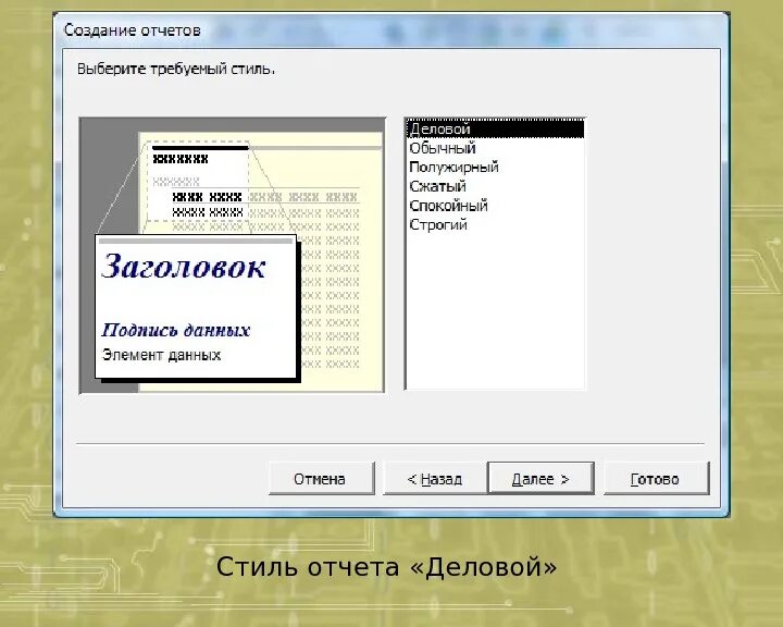 Деловой стиль отчета