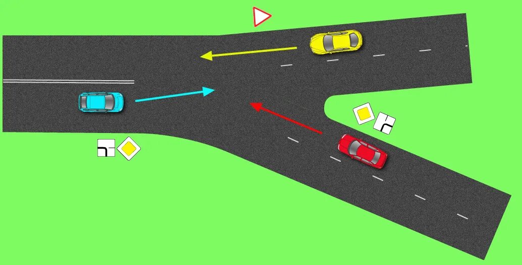 Дорога направо и налево. А со стрелкой наверху. Сверху налево. Указатель на дороге. Поворот налево на перекрестке со светофором.