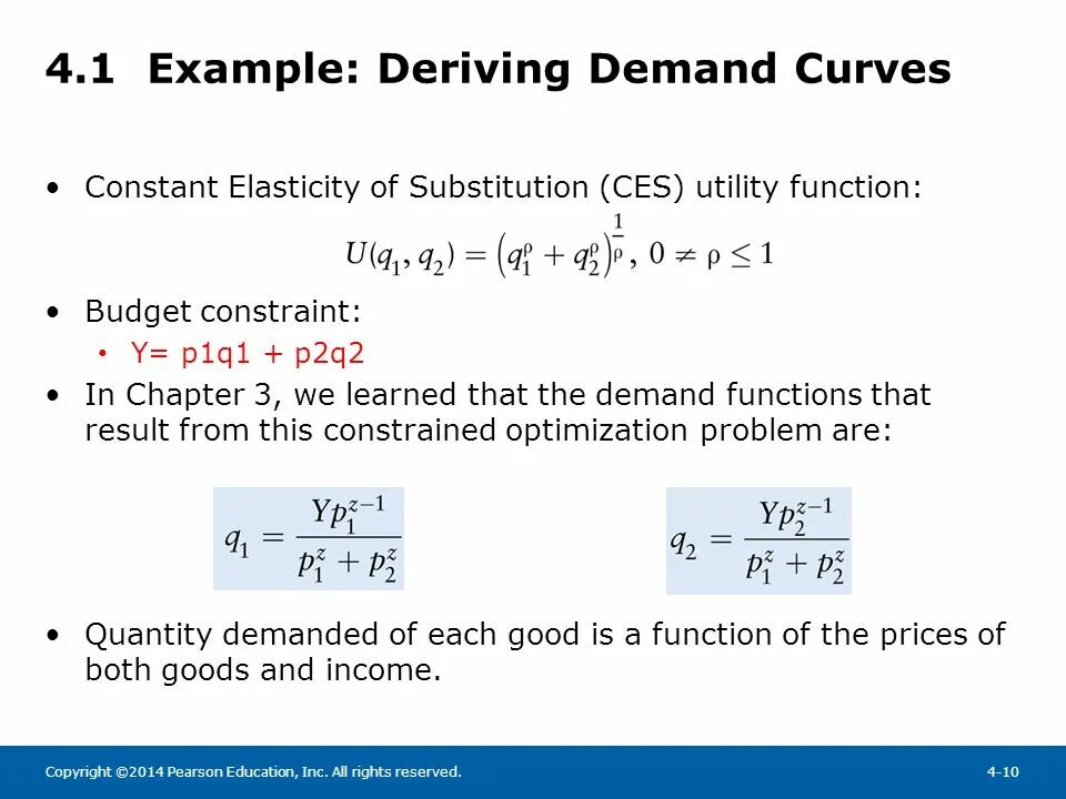 Elasticity of Substitution. Constant Elasticity demand curve. Derive Market demand function. Constant Elasticity of Substitution (ces) function.