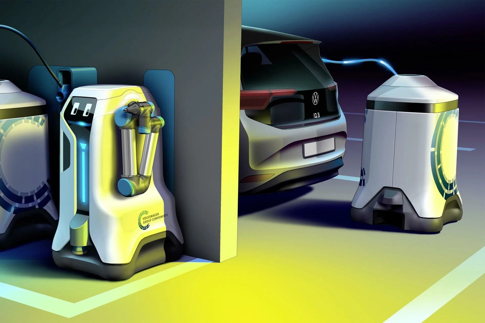 Зарядная станция для роботов. Volkswagen ev Charging. Робот для зарядки электромобилей. Автономные мобильные роботы.