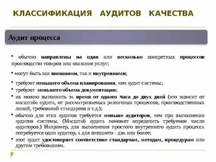 Виды аудитов процессов