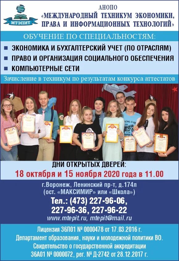 список колледжей воронежа