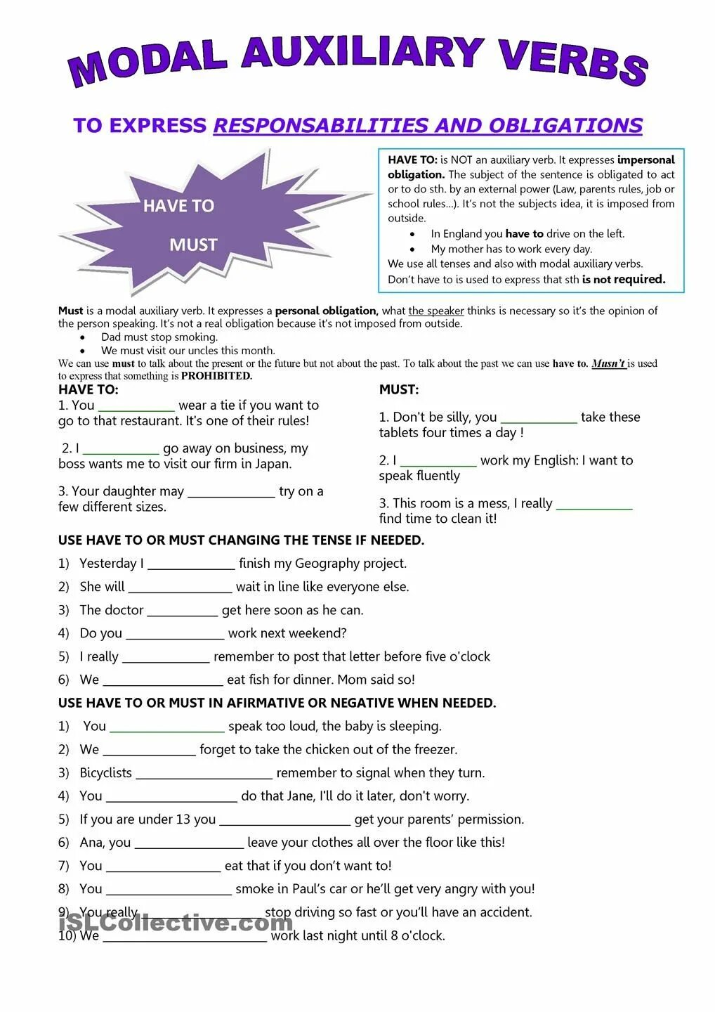 Must mustn t have to упражнения. Modal verbs exercises. Can must have to упражнения. Модальный глагол must Worksheets. Can should must have to Worksheets.