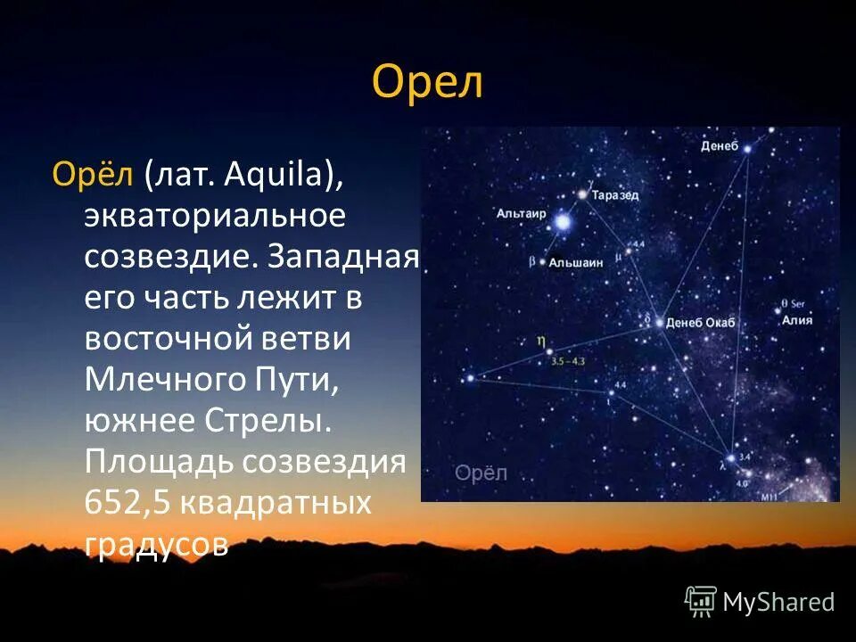 Какие звезды восходящие. Созвездие орла. Созвездие орла звезды. Созвездие Орел звезды названия. Альтаир Созвездие.