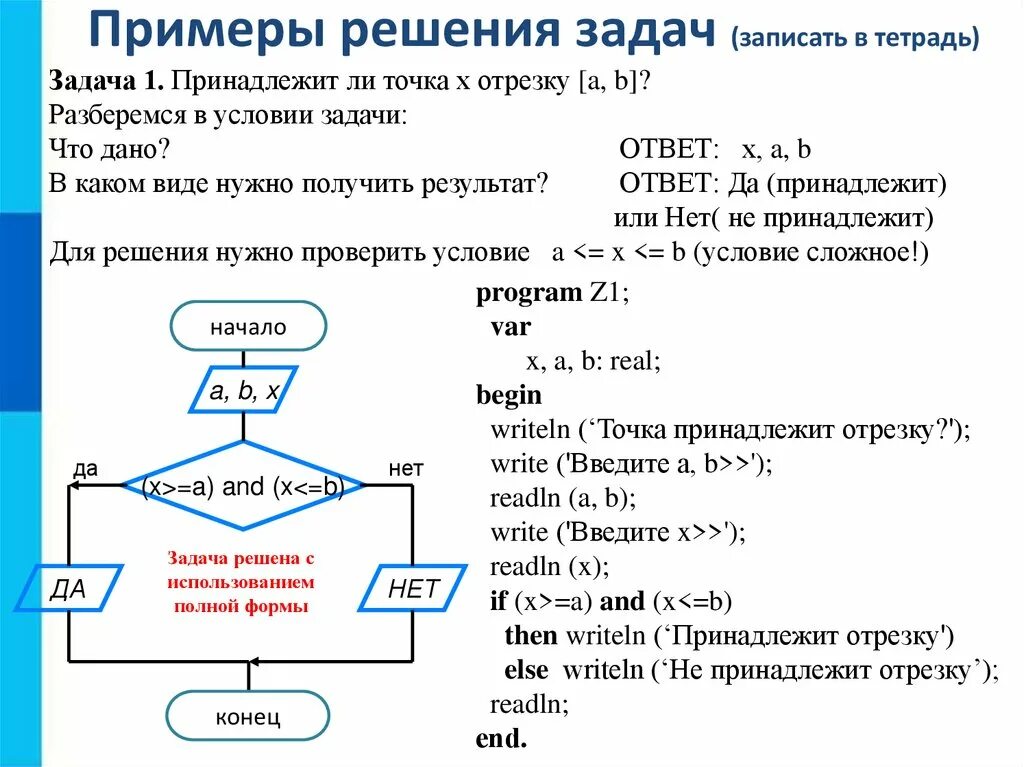 Разработка программ содержащих оператор ветвления 8 класс