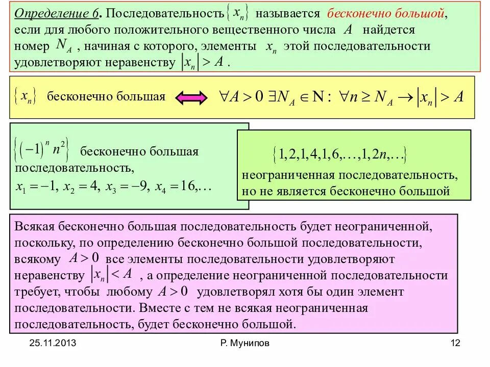 Любом и неограниченном количестве и. Определение бесконечно большой последовательности. Бесконечнобрльшая последовательность. Неограниченная последовательность. Нерграниченная послед.