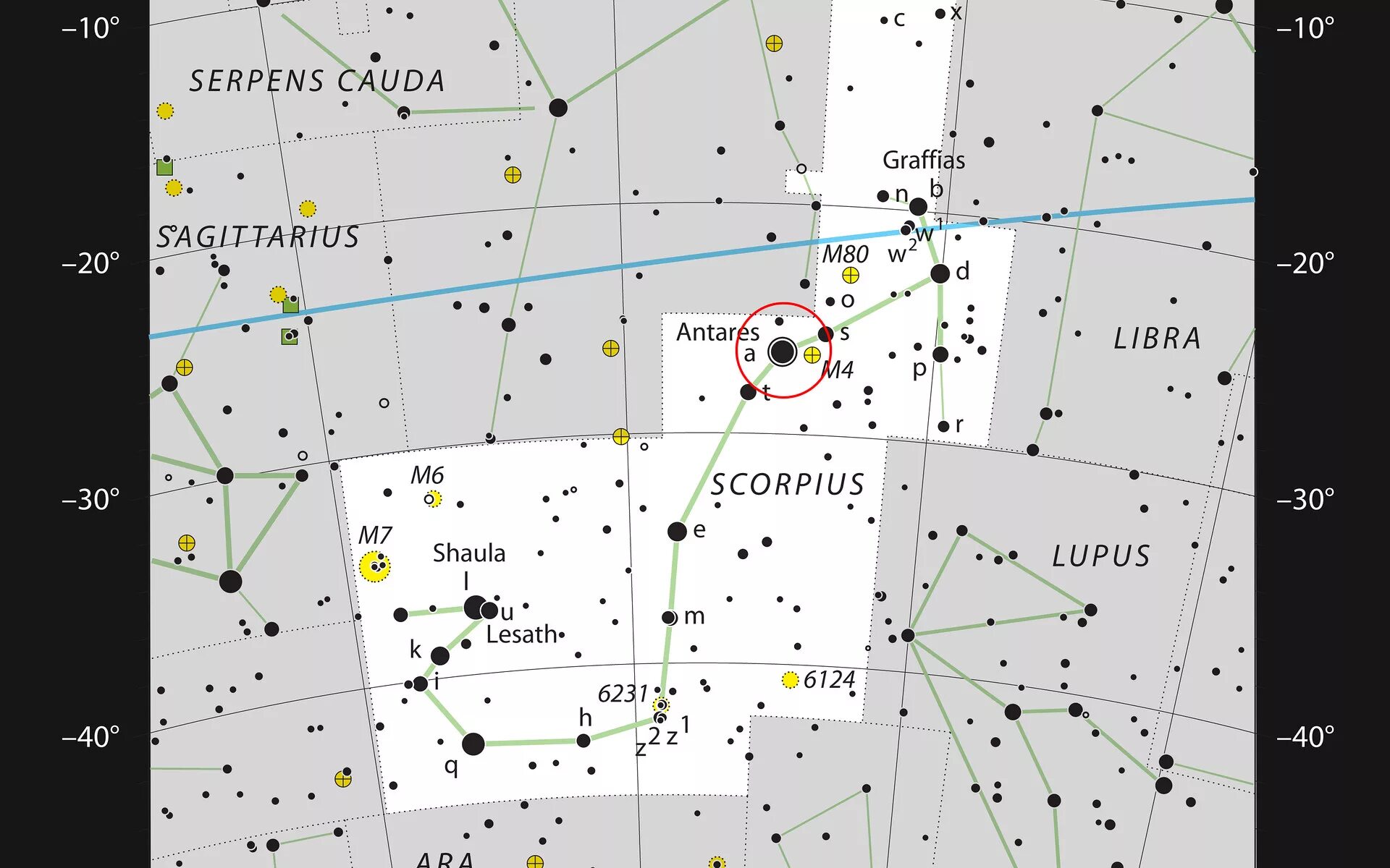 Созвездие 58. Антарес на карте звездного неба. Антарес в созвездии скорпиона. Шаула звезда. Лесат звезда.