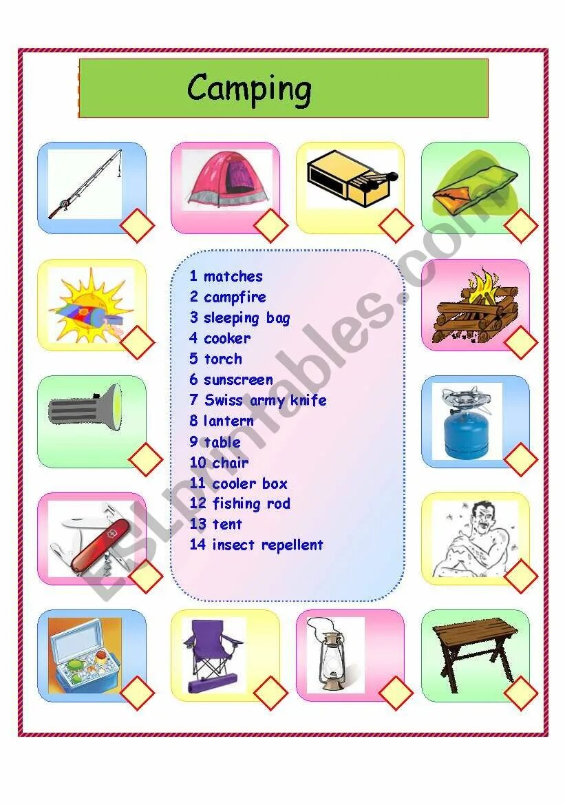 Camping vocabulary. Camping Holiday Vocabulary. Camping Equipment Worksheets. Camping Vocabulary Worksheet. Camping Holiday Worksheets.