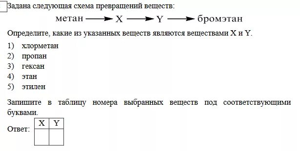 Задана следующая схема превращений веществ метан