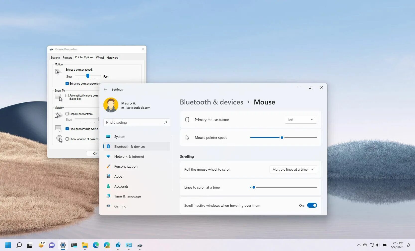 Windows 11 мышь