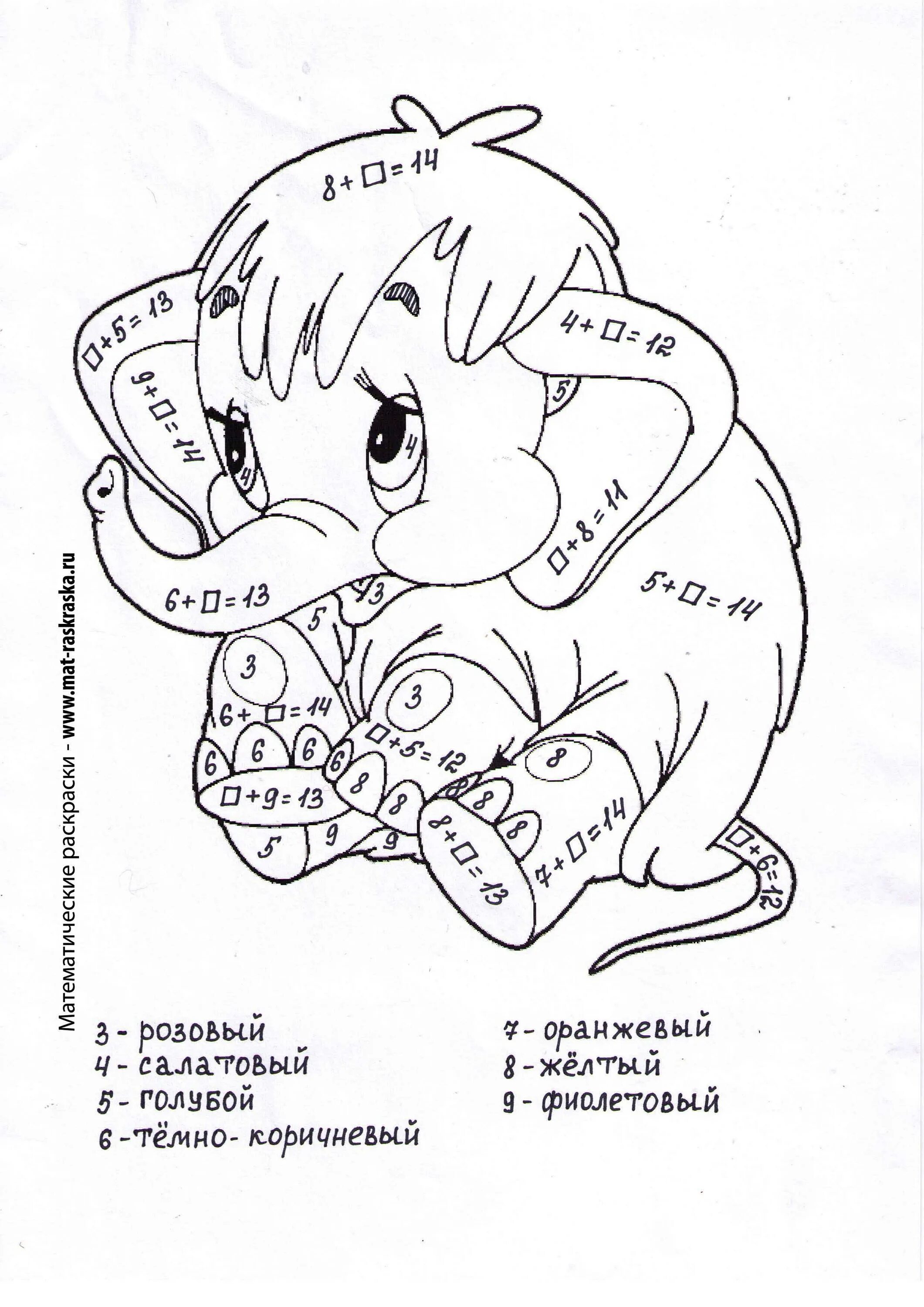 Математическая раскраска. Раскраска сложение и вычитание. Раскраска с примерами. Рисунки с примерами для раскрашивания. Математическая раскраска до 100