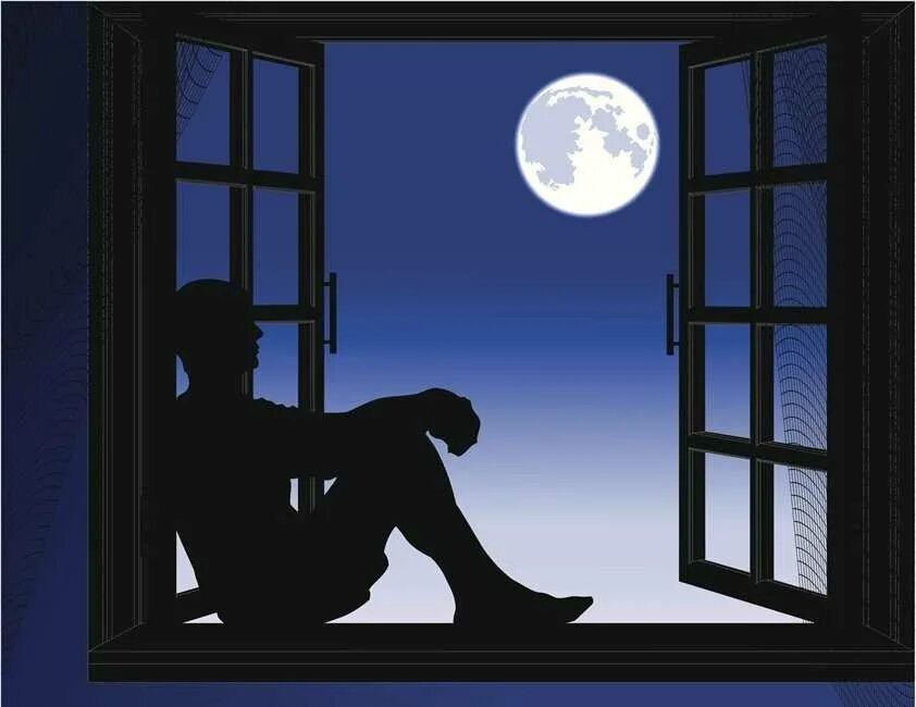 Снится окно на улицу. Силуэт в окне. Мужской силуэт в окне. Луна в окне. Силуэт человека в окне.