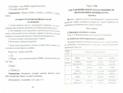 Поурочные планы по химии 8