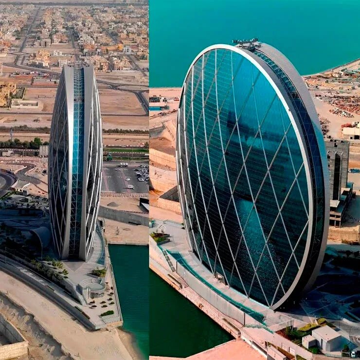 Кольцевое здание. Небоскреб «Aldar hq” в Абу Даби. Aldar Headquarters building (Абу-Даби, ОАЭ, 2010). Небоскреб Aldar hq . Абу Даби, ОАЭ.. Круглый небоскреб в Абу Даби.