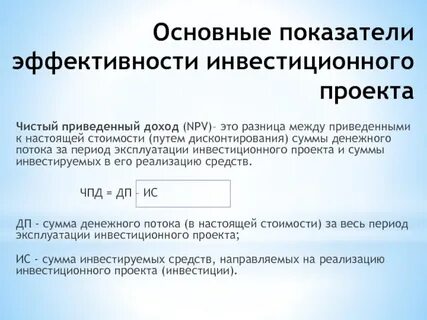 Показатели инвестиционного проекта