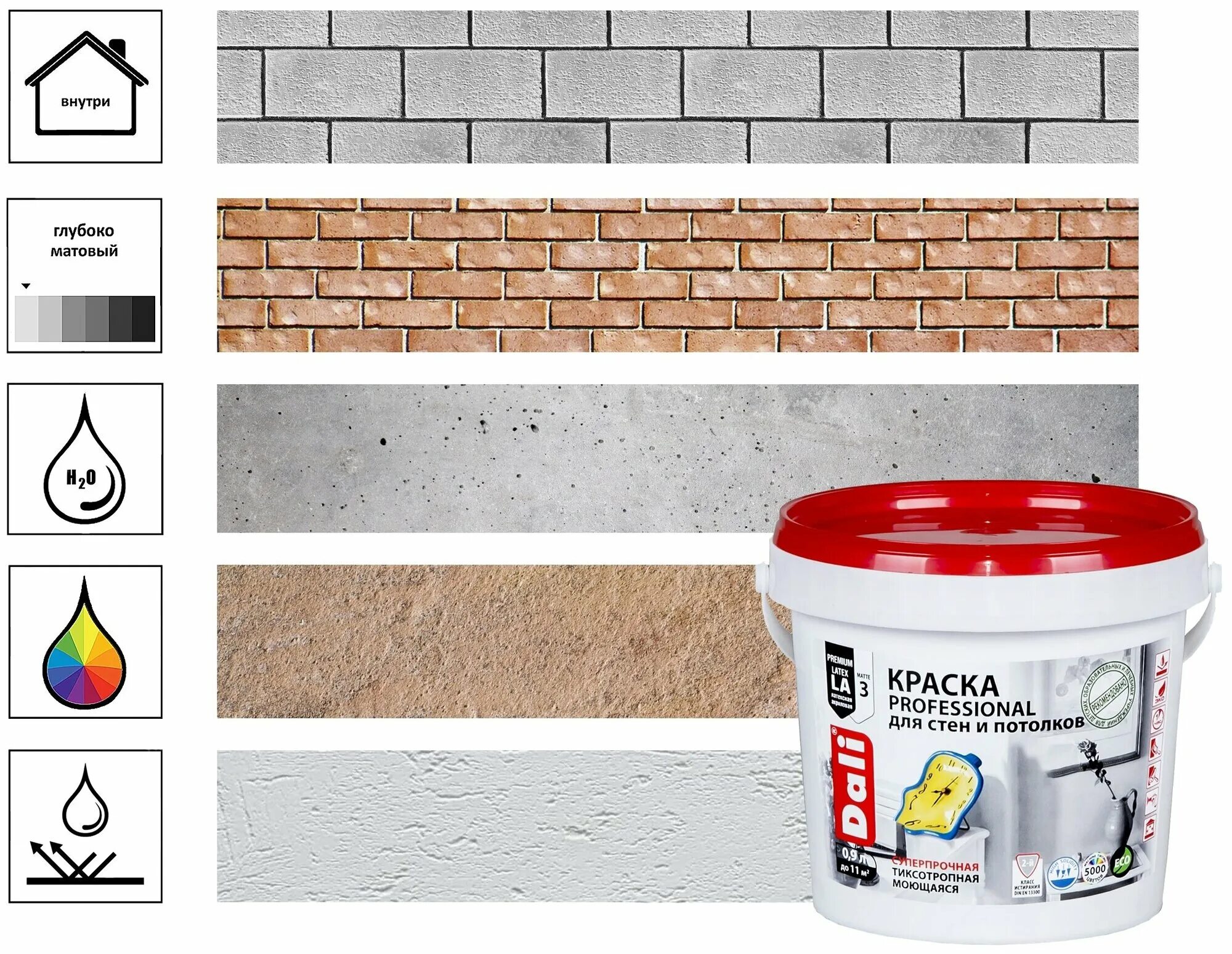 Dali professional для стен и потолков. Краска акриловая dali. Краска для стен и потолков моющаяся. Dali professional для стен и потолков. Краска акриловая вд dali фасадная база с, 5,0л.