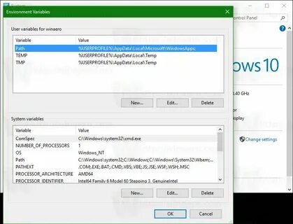 Windows path environment