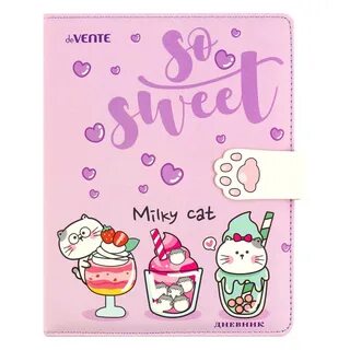 Дневник 1-11 кл, 48 л, кожзам, лайт, ляссе, "Milky Cat", deVente,...