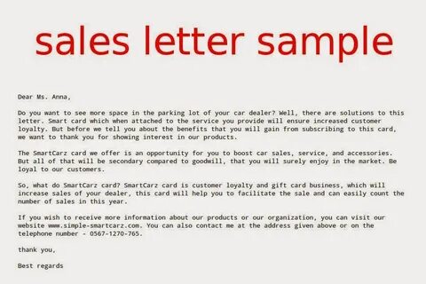 Sales letter