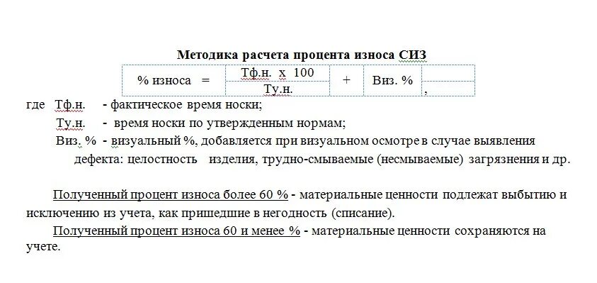 Как узнать процент износа спецодежды. Как высчитать процент износа СИЗ. Как рассчитать износ спецодежды. Как высчитать процент износа спецодежды.