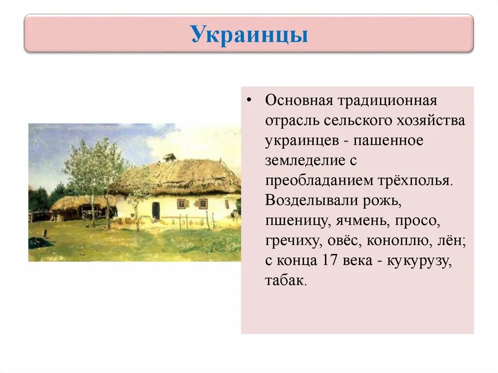 Основные занятия и особенности жизненного уклада украинцев