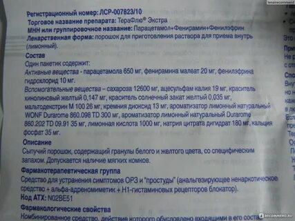 Сколько раз в день пить терафлю
