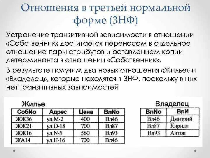 Отношение в третьей нормальной форме 3нф. Третья нормальная форма (3нф). Нормализация 3 нормальная форма. Транзитивная зависимость в БД пример.