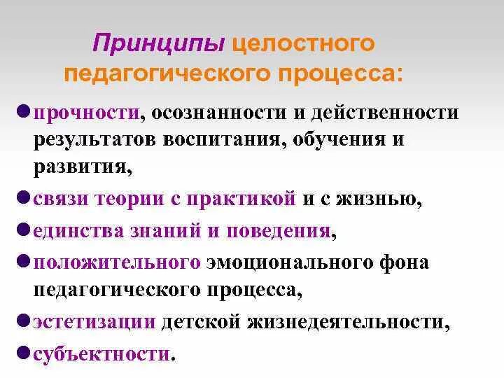 Целостность учебно воспитательного процесса. Принцип целостности воспитательного процесса. Какие принципы целостного педагогического процесса. Принципы организации целостного педагогического процесса. Идея целостности педагогического процесса.