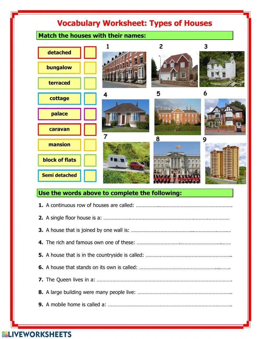 Types of Houses задания. Виды домов на английском. Виды домов в английском языке. Гдз английский Worksheet Types of Houses.