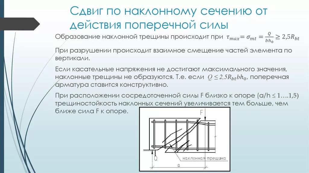 Напряжения в наклонных сечениях. Расчет прочности наклонных сечений. Прочность по наклонному сечению балки. Расчет железобетонных элементов по наклонным сечениям.