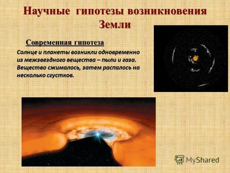 сообщение о гипотезах происхождения земли