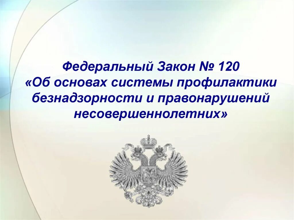 Государственная система профилактики правонарушений. Федеральный закон от 24 июня 1999 г. № 120-ФЗ. Федеральный закон 120. Закон 120 ФЗ. Фз120 об основах системы профилактики.